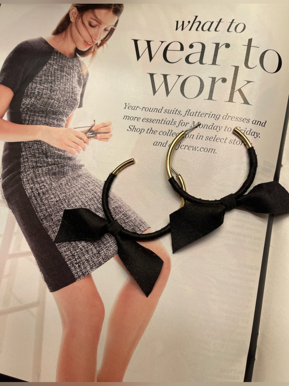 J. Crew Black Bow Hoop Earrings with Gold-Tone Accents